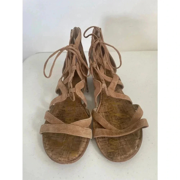 Women's Sam Edelman Brown Lace-Up Gladiator Cork Sandals Size 9M‎ EUC - Picture 2 of 7